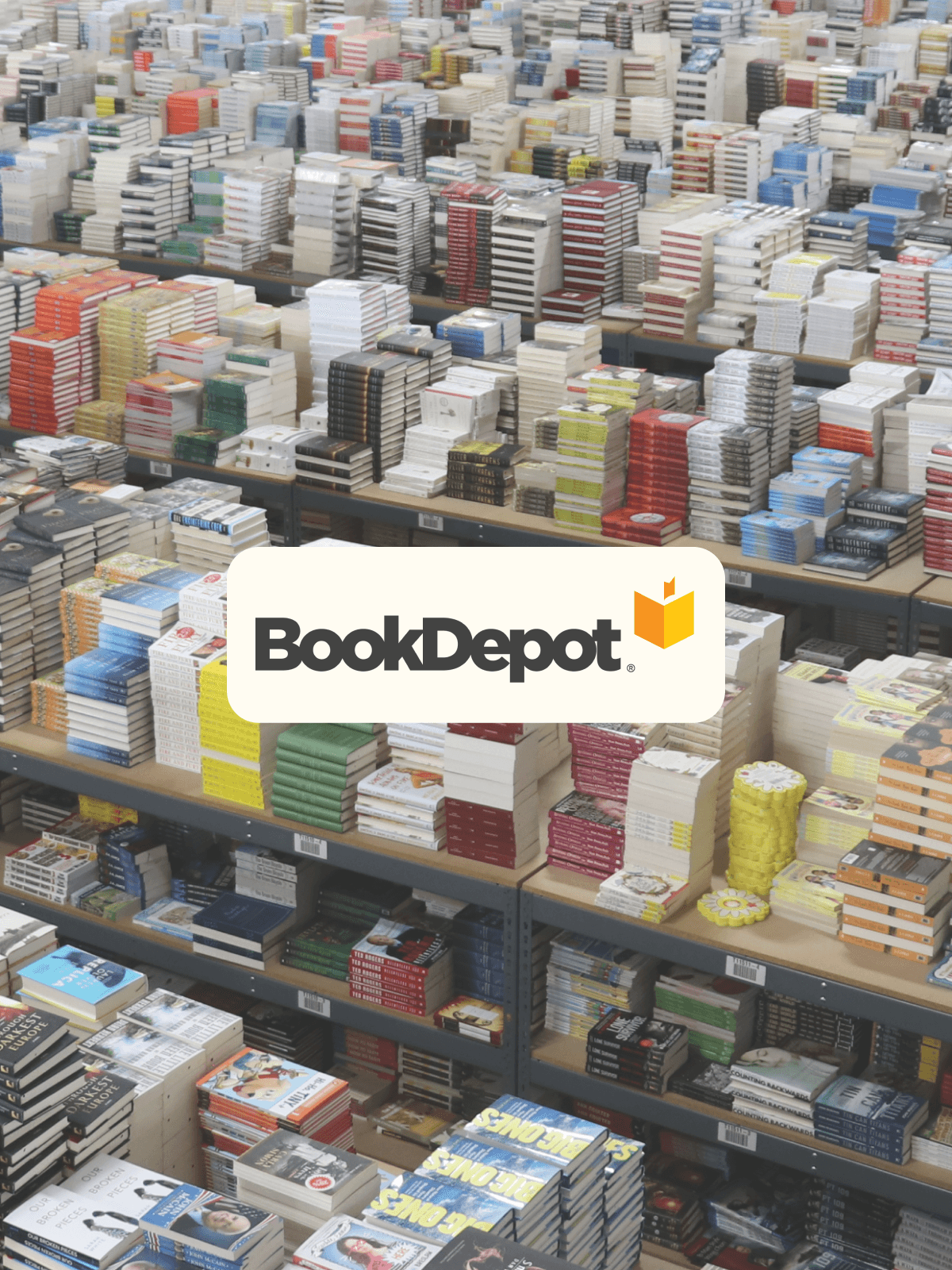 Stack of books and book depot icon.