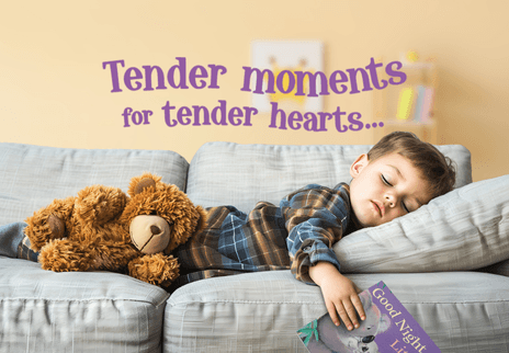 Kidsbooks Publishing brand image of sleeping child holding book